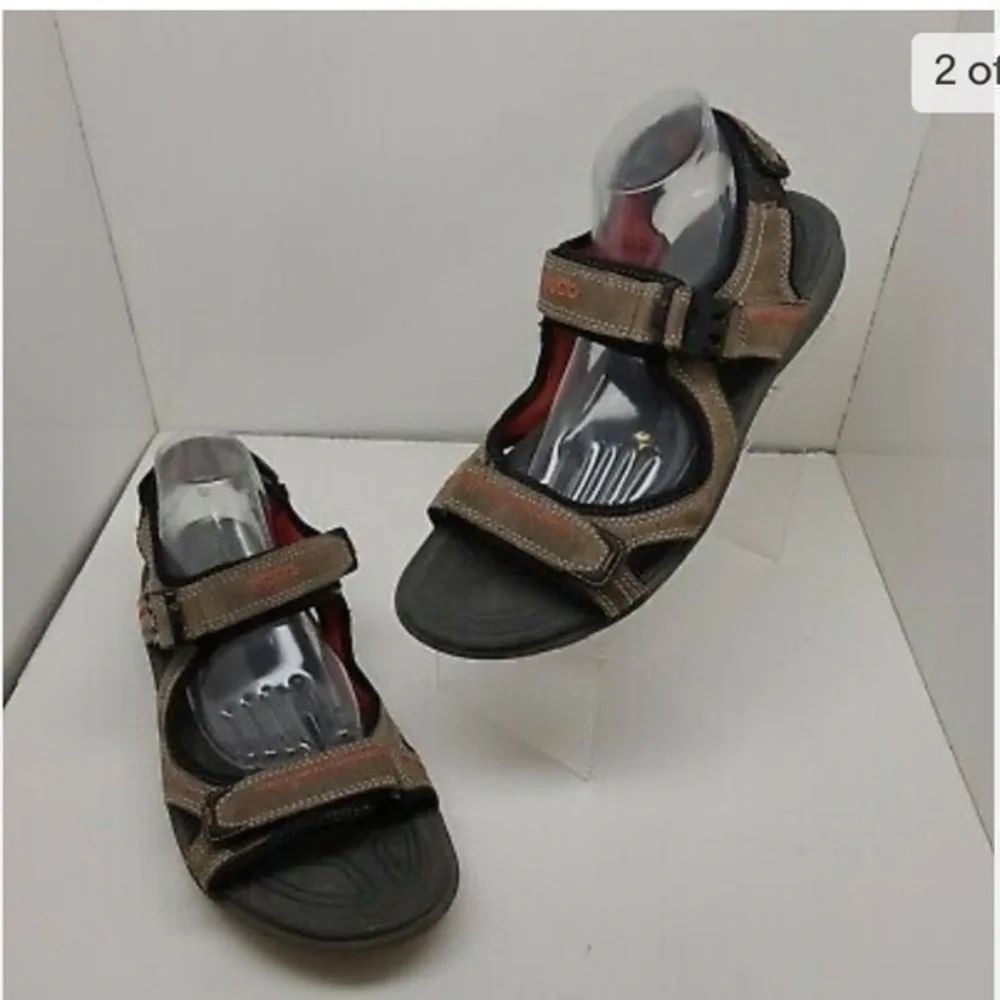 Ecco Yucatán Receptor Hiking Sandals Shoes Brown Leather Size 48 Size 13